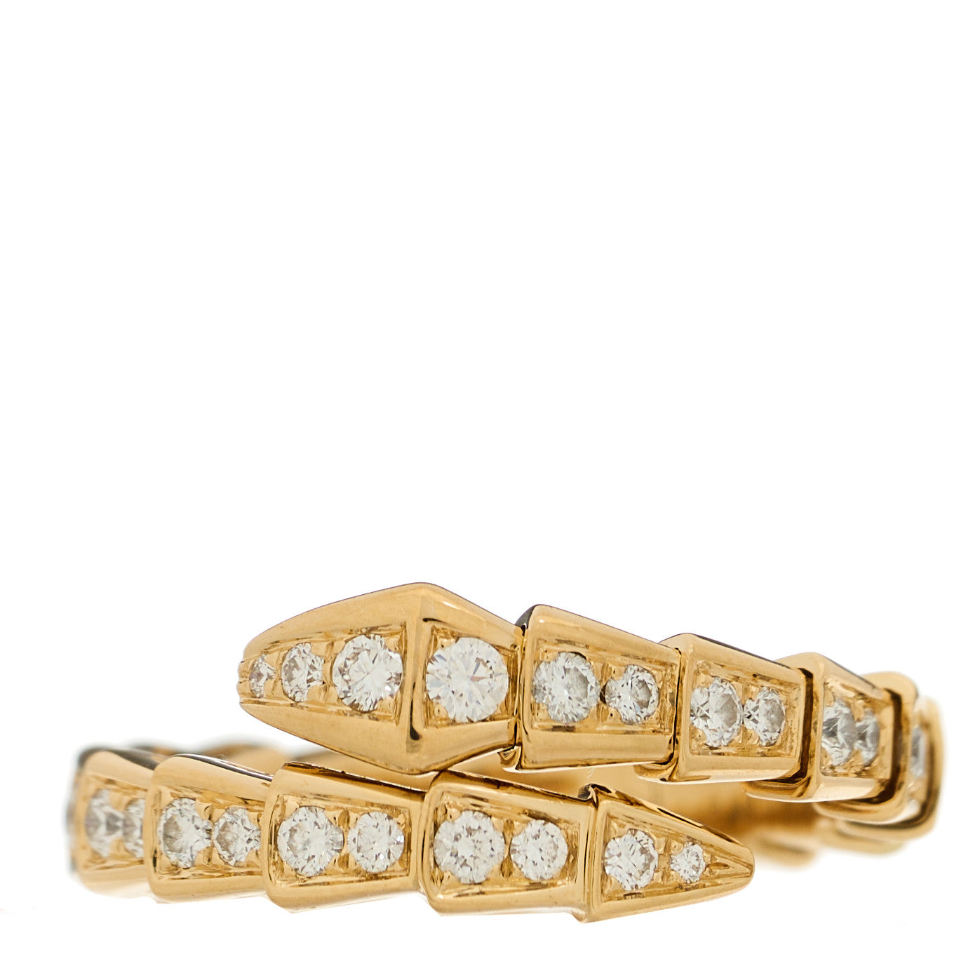 Bulgari 18K Yellow Gold Diamond Serpenti Viper Pave Ring L 1 of 4