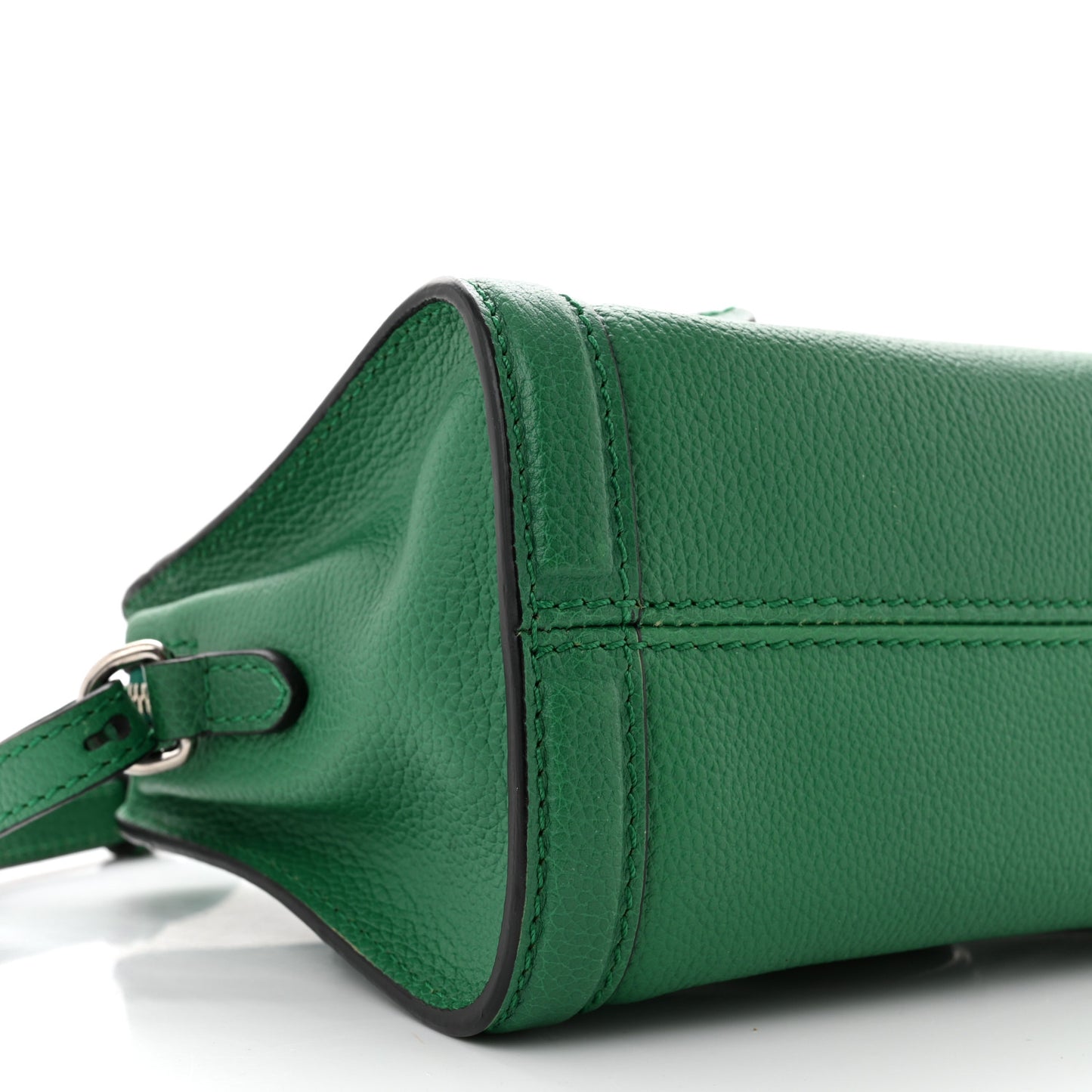Pebbled Calfskin Mini Padlock Tote Green