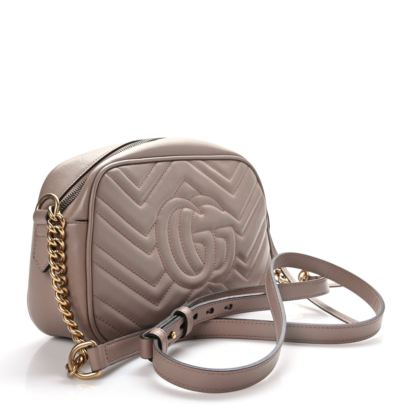 Calfskin Matelasse Small GG Marmont Chain Shoulder Bag Porcelain Rose