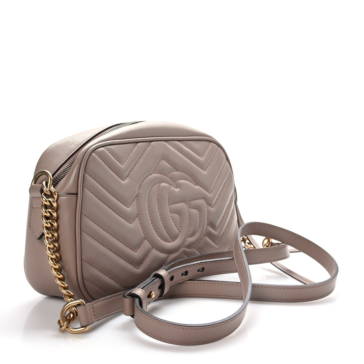 Gucci Calfskin Matelasse Small GG Marmont Chain Shoulder Bag Porcelain Rose 3 of 9