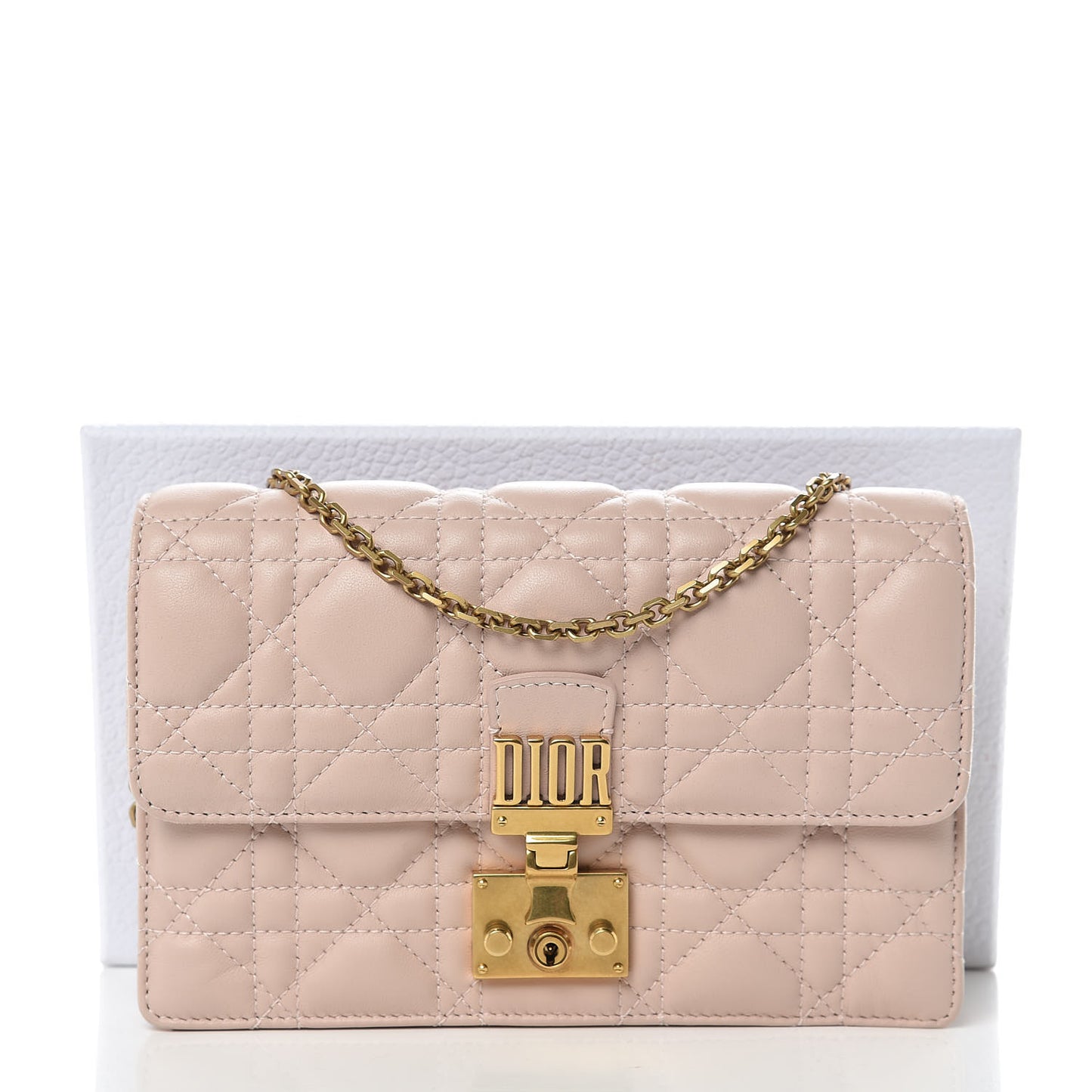 Lambskin Cannage Dioraddict Wallet On Chain Clutch Rose Poudre