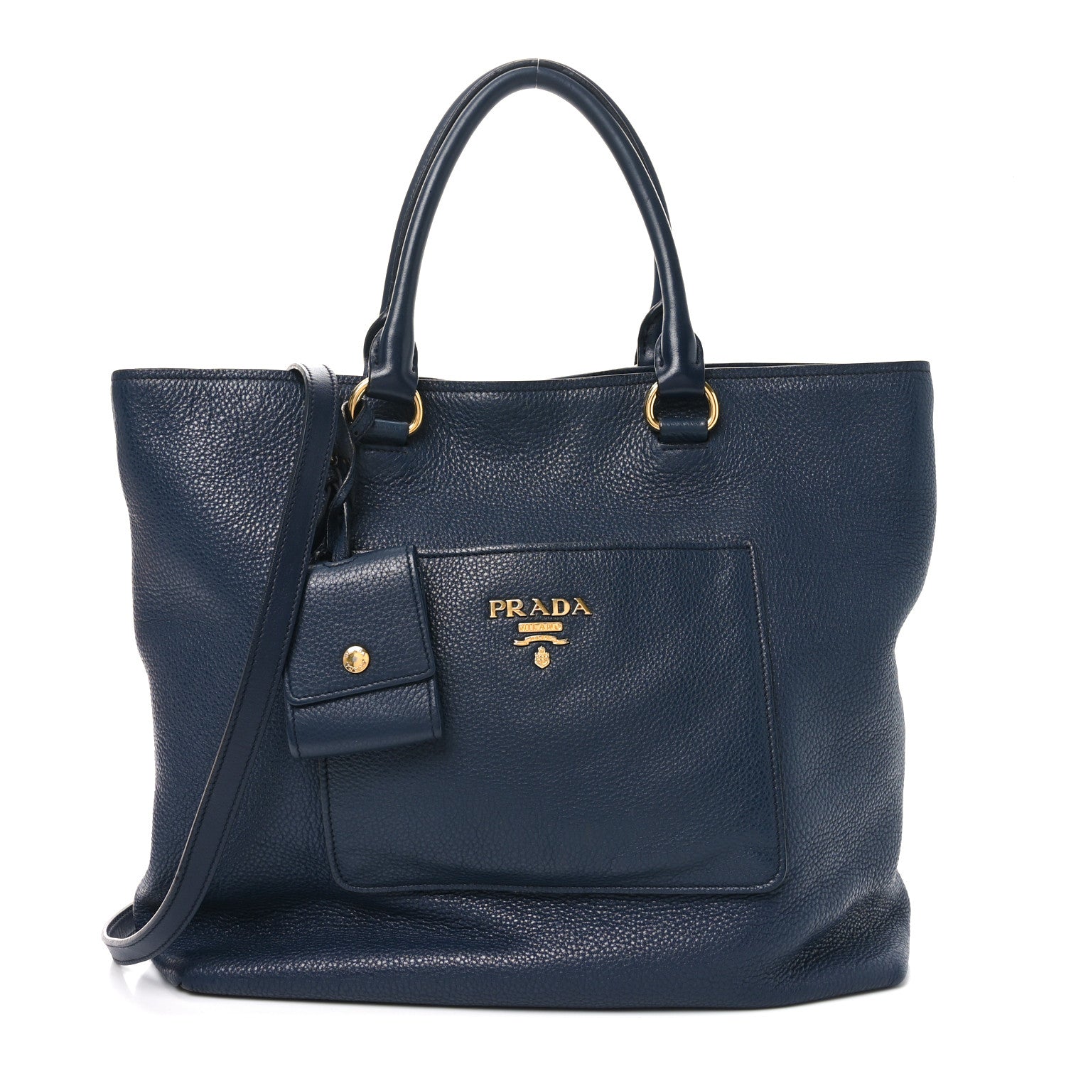 Prada Vitello Daino Pocket Shopping Tote Baltico 1 of 9