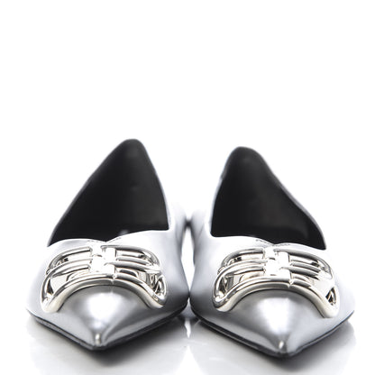 Balenciaga Metallic Calfskin BB Knife Pointy Toe Ballerina Flats 38.5 Silver Hardware 2 of 10