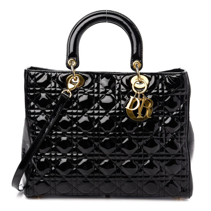 Christian Dior Patent Cannage Large Lady Dior Black 1 of 10