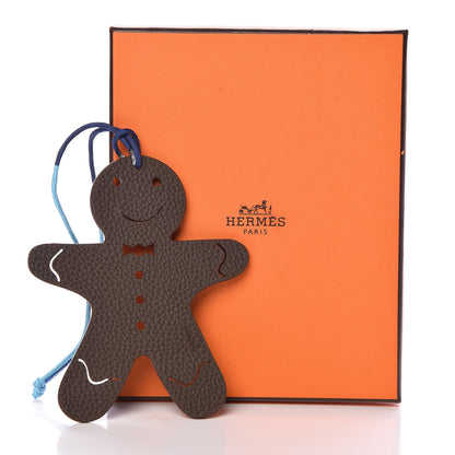 Hermes Togo Epsom Petit H Gingerbread Bag Charm Bleu Nuit Macassar 4 of 4