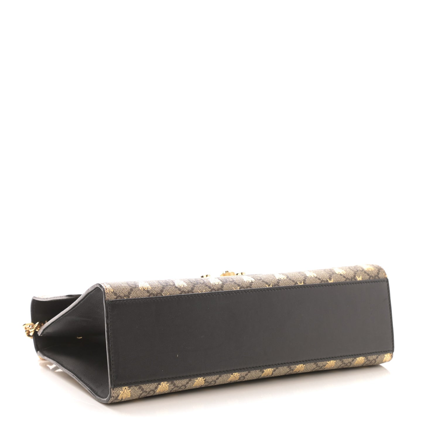 GG Supreme Monogram Bees Medium Padlock Shoulder Bag Beige Oro Black