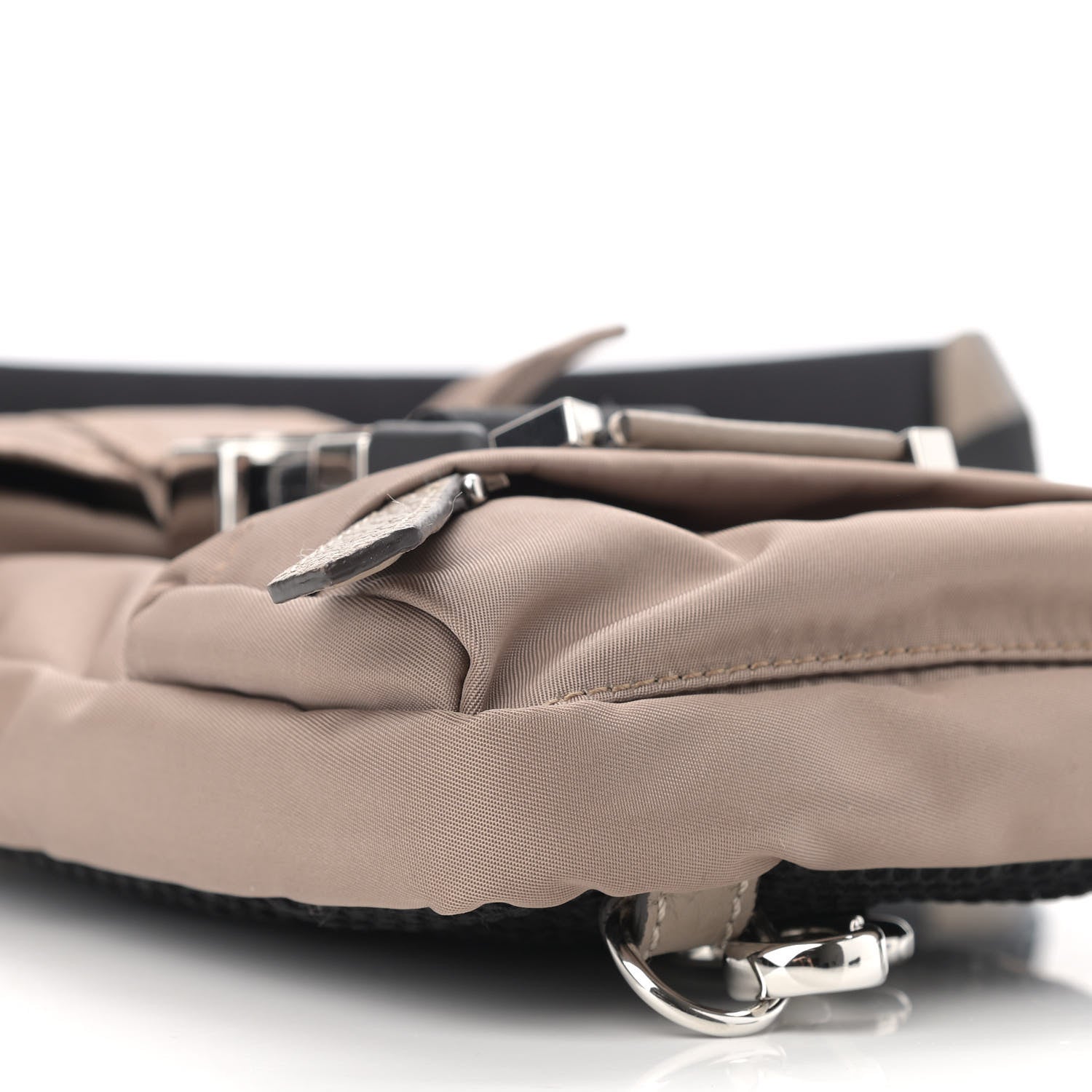 Fendi Econyl Nylon Santander Cuoio Roma Mini Fendiness Backpack Corda Palladium Miele Scuro 5 of 10
