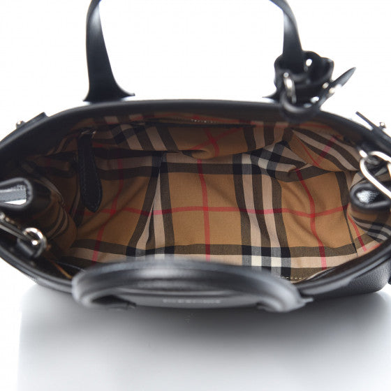 Burberry Grainy Calfskin House Check Small Banner Tote Black 5 of 7