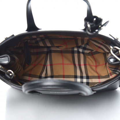 Burberry Grainy Calfskin House Check Small Banner Tote Black 5 of 7