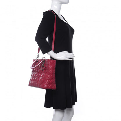 Christian Dior Lambskin Cannage Large Lady Dior Pink 2 of 14