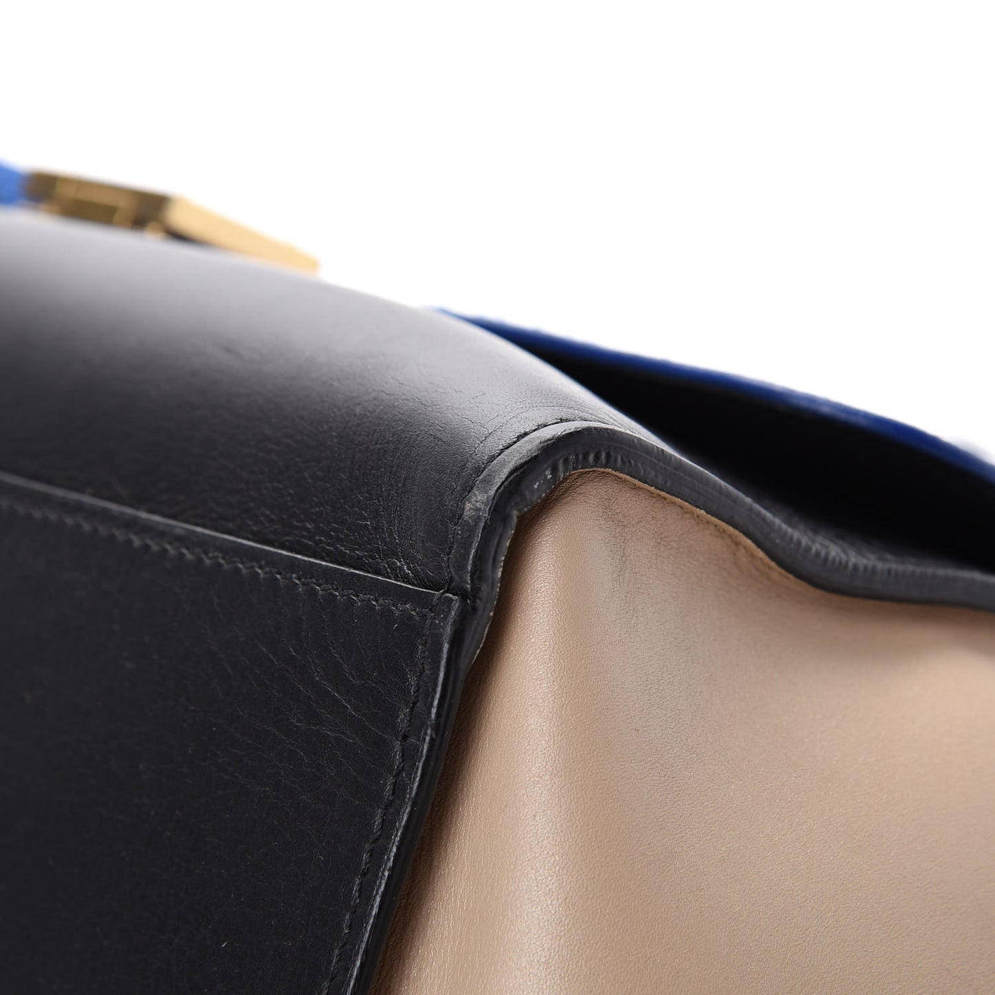 Smooth Calfskin Suede Medium Tri-Color Trapeze Royal Blue