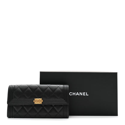 Chanel Caviar Quilted Large Boy Gusset Flap Wallet Black 12 of 12