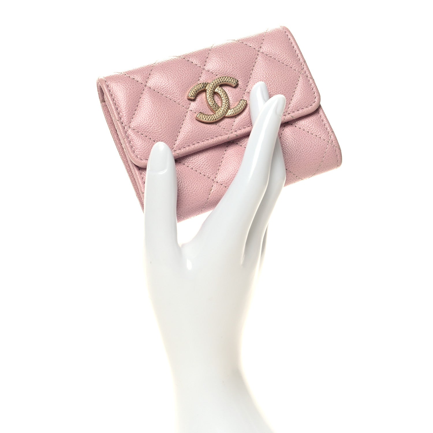 Chanel Caviar Quilted Studded CC Flap Card Holder Light Pink 2 of 10