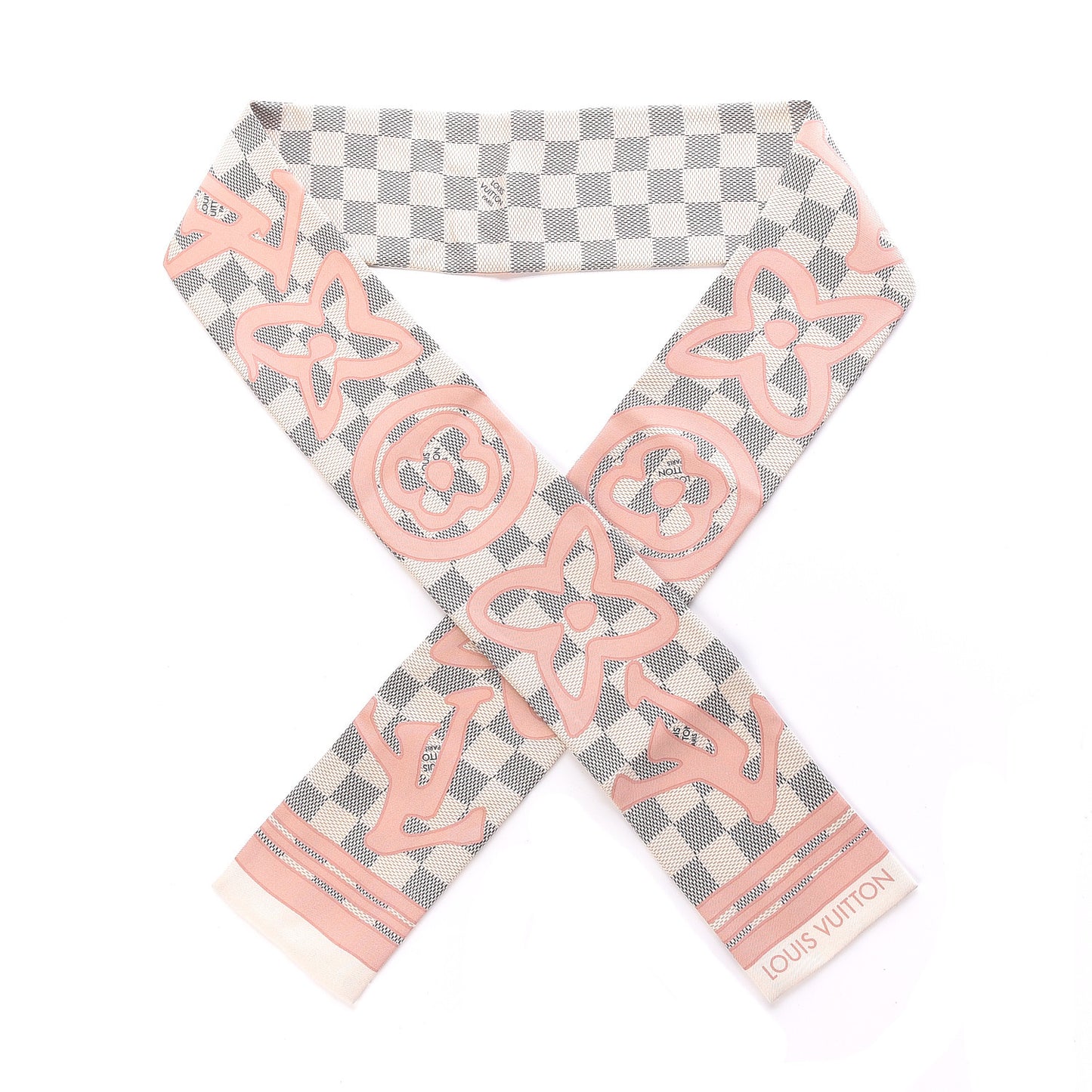 Silk Damier Azur Tahitienne Bandeau Rose Ballerine