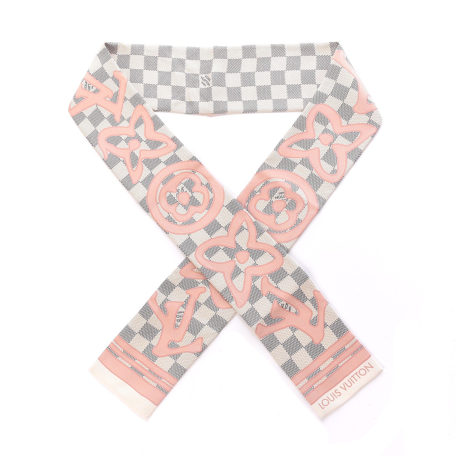 Louis Vuitton Silk Damier Azur Tahitienne Bandeau Rose Ballerine 1 of 4
