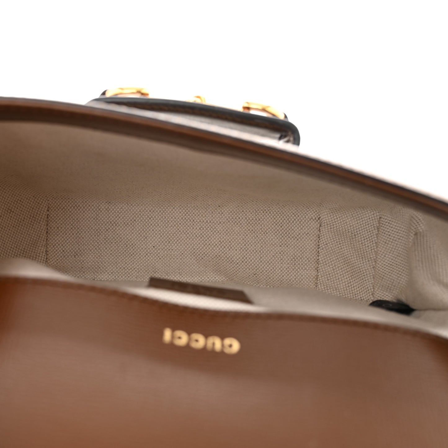 GG Supreme Monogram Web Mini Horsebit 1955 Shoulder Bag Beige Brown Sugar