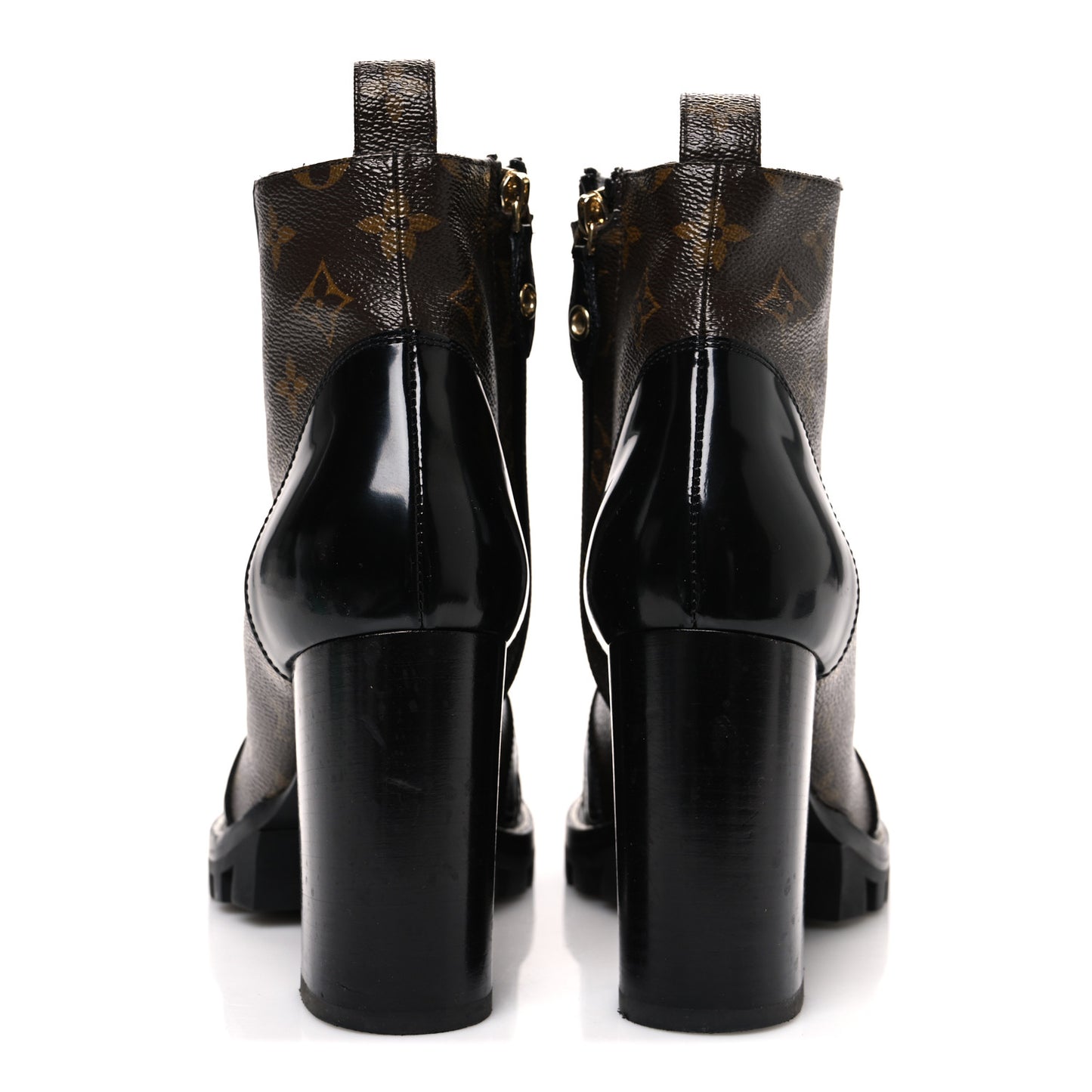 Patent Calfskin Monogram Star Trail Ankle Boots 40 Black