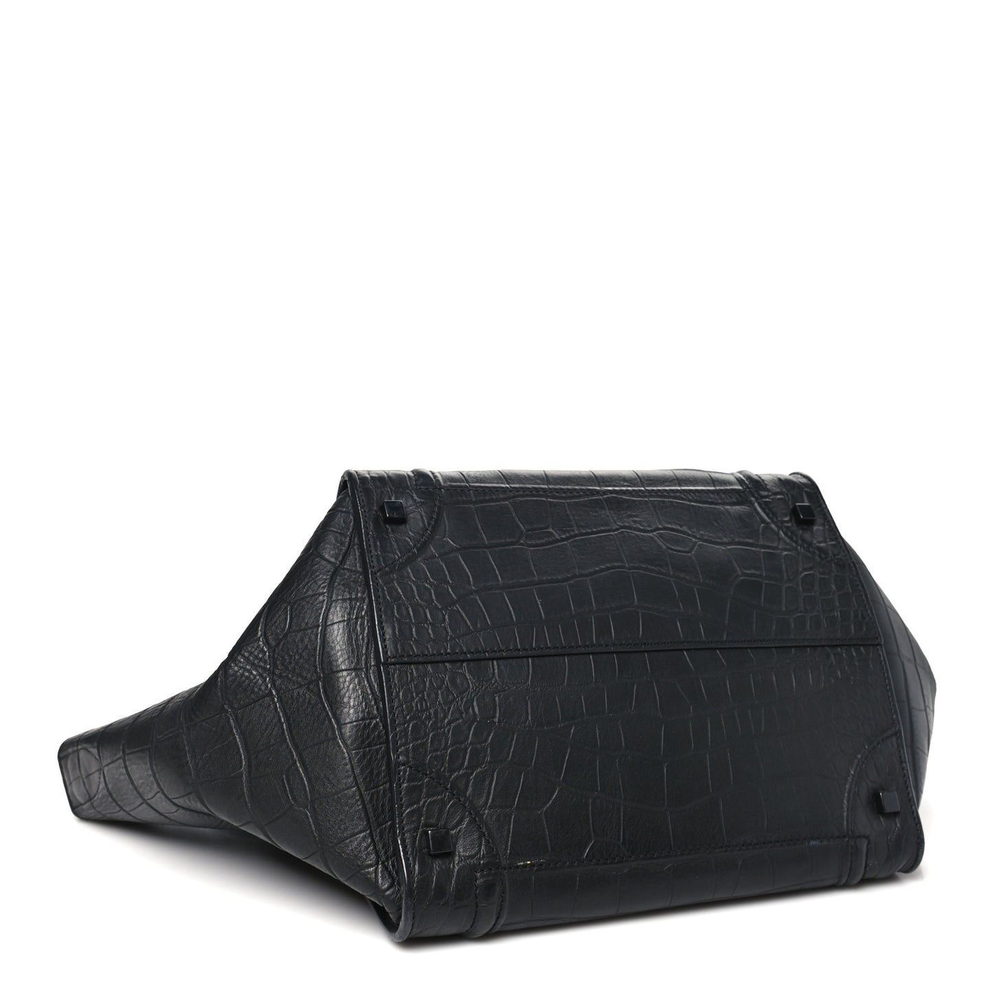 Crocodile Embossed Calfskin Medium Phantom Luggage Black