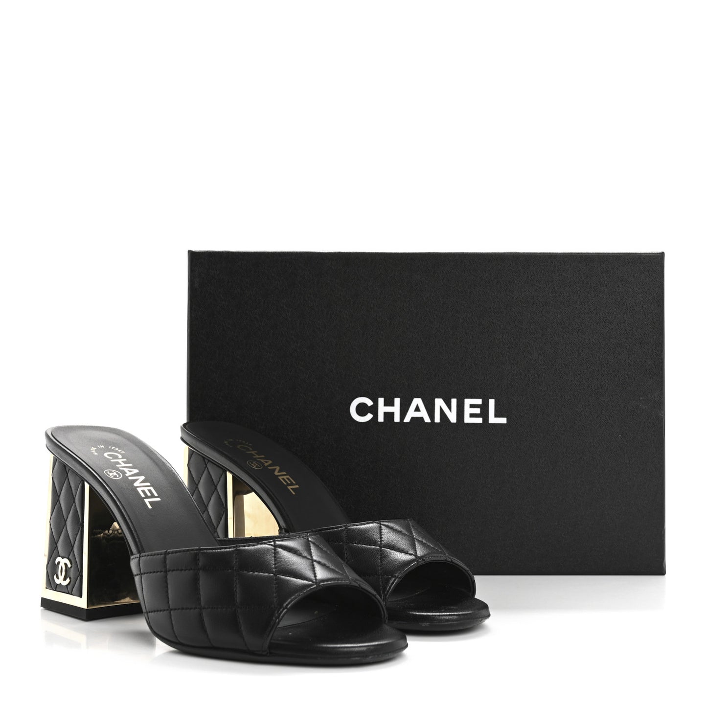 Lambskin Quilted CC Mules 40 Black