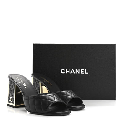 Chanel Lambskin Quilted CC Mules 40 Black 10 of 10