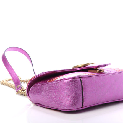 Gucci Metallic Calfskin Matelasse Mini GG Marmont Shoulder Bag Fuchsia 6 of 11