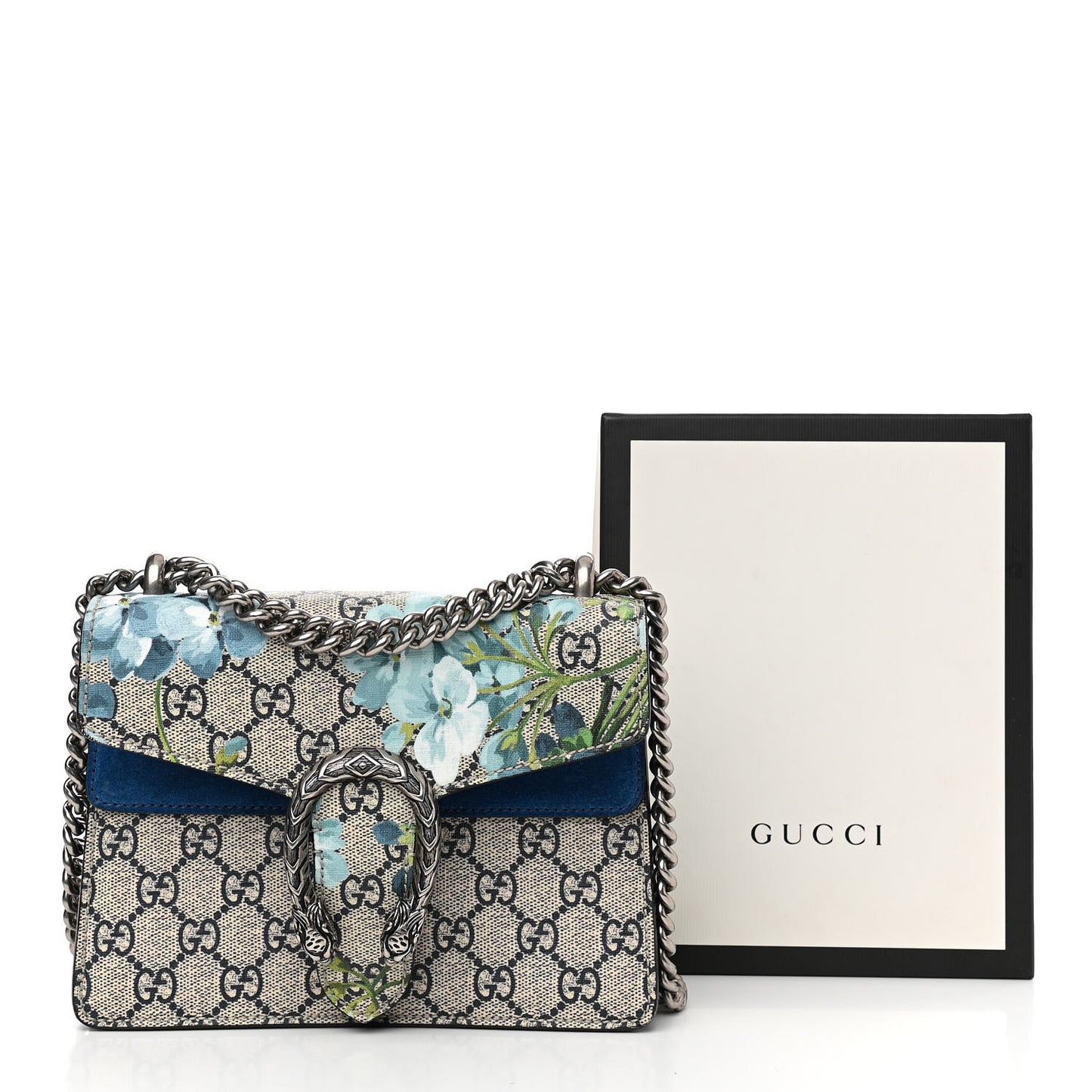 GG Supreme Monogram Blooms Mini Dionysus Shoulder Bag Beige Navy Vintage Blue