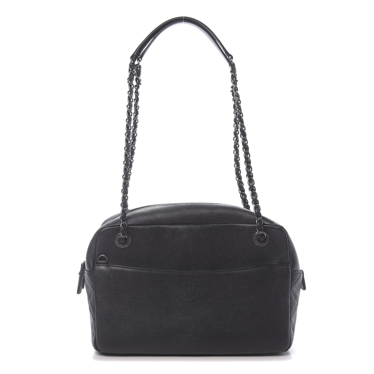 Caviar Quilted Large Coco Camera Case Black