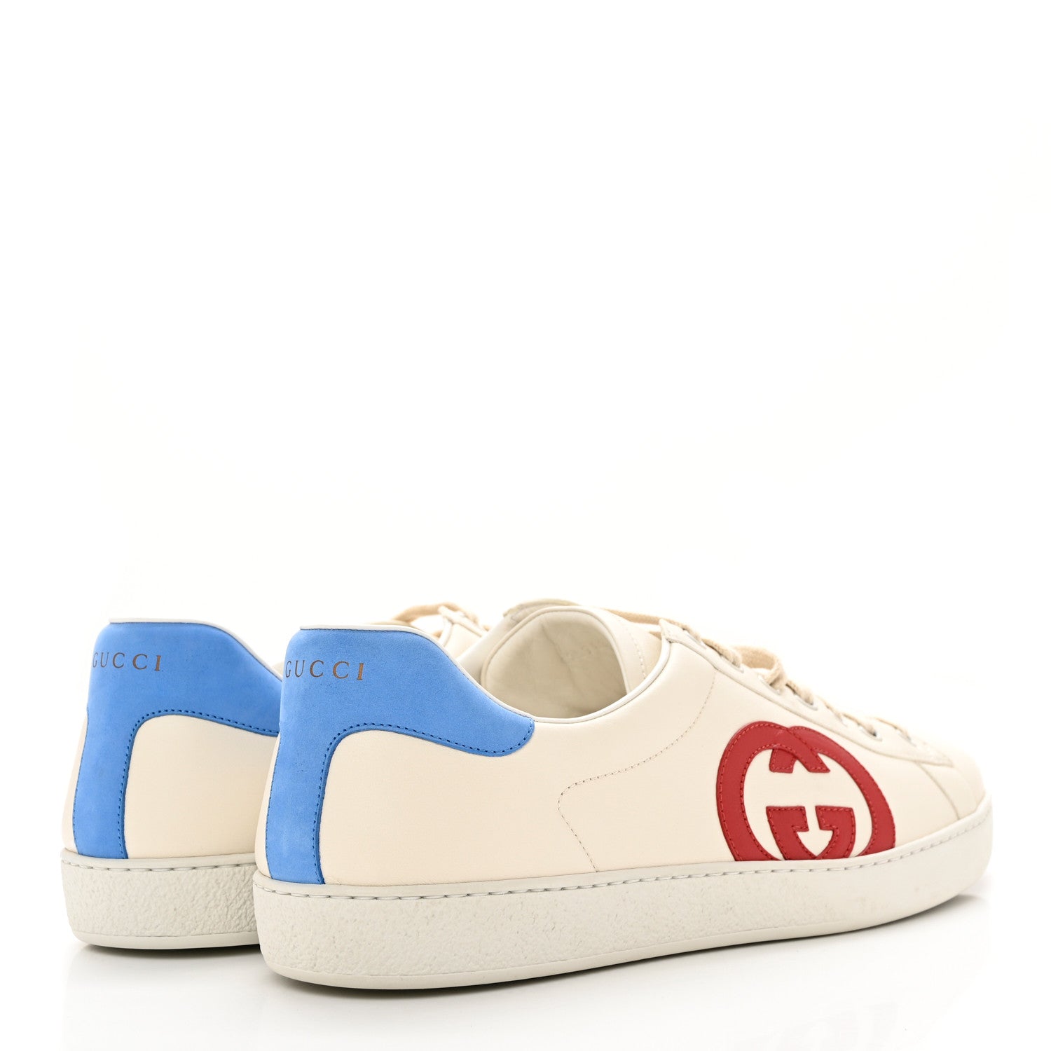 Gucci Calfskin Nubuck Interlocking G Mens New Ace Sneakers 13 Mystic White Hibiscus Red Bright Splash 4 of 19