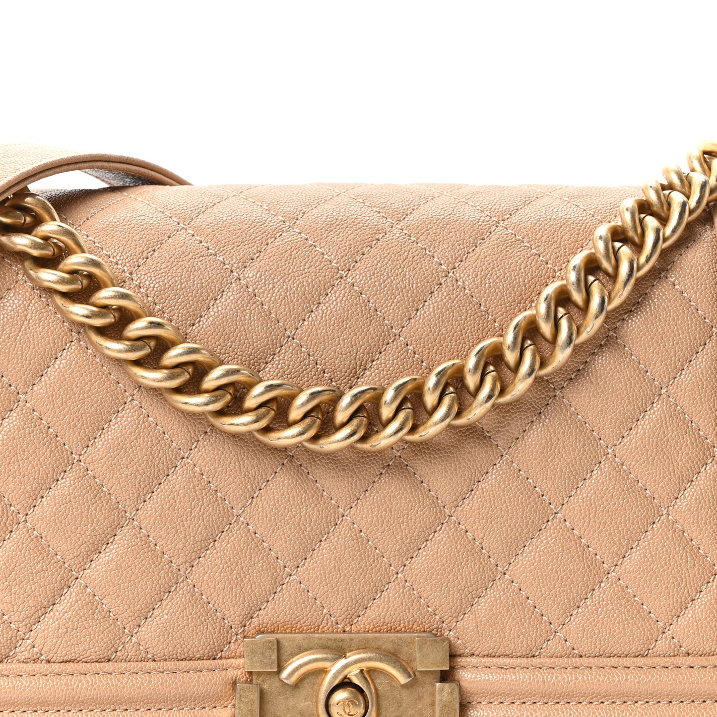 Caviar Quilted Medium Boy Flap Beige