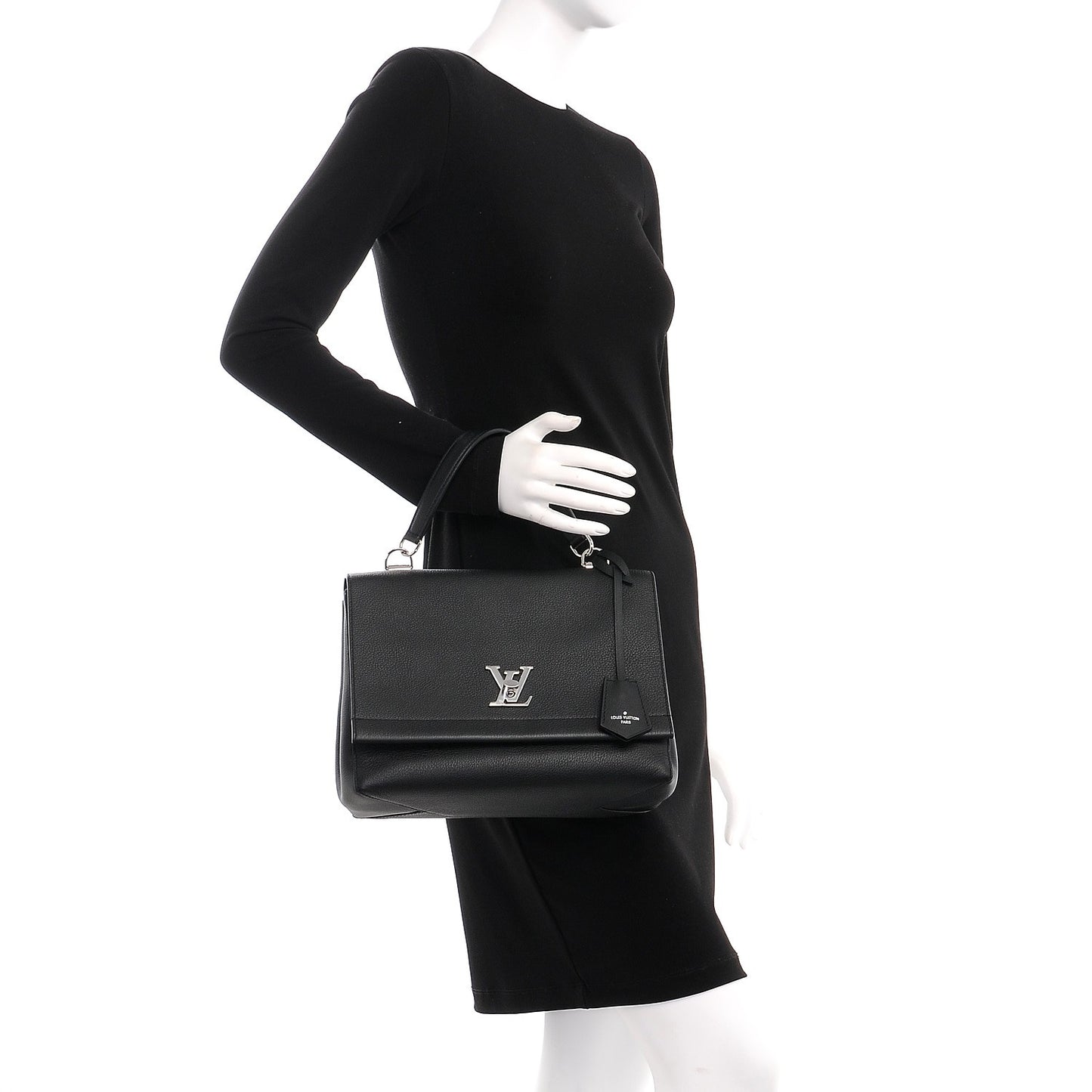 Soft Calfskin Lockme II Top Handle Black
