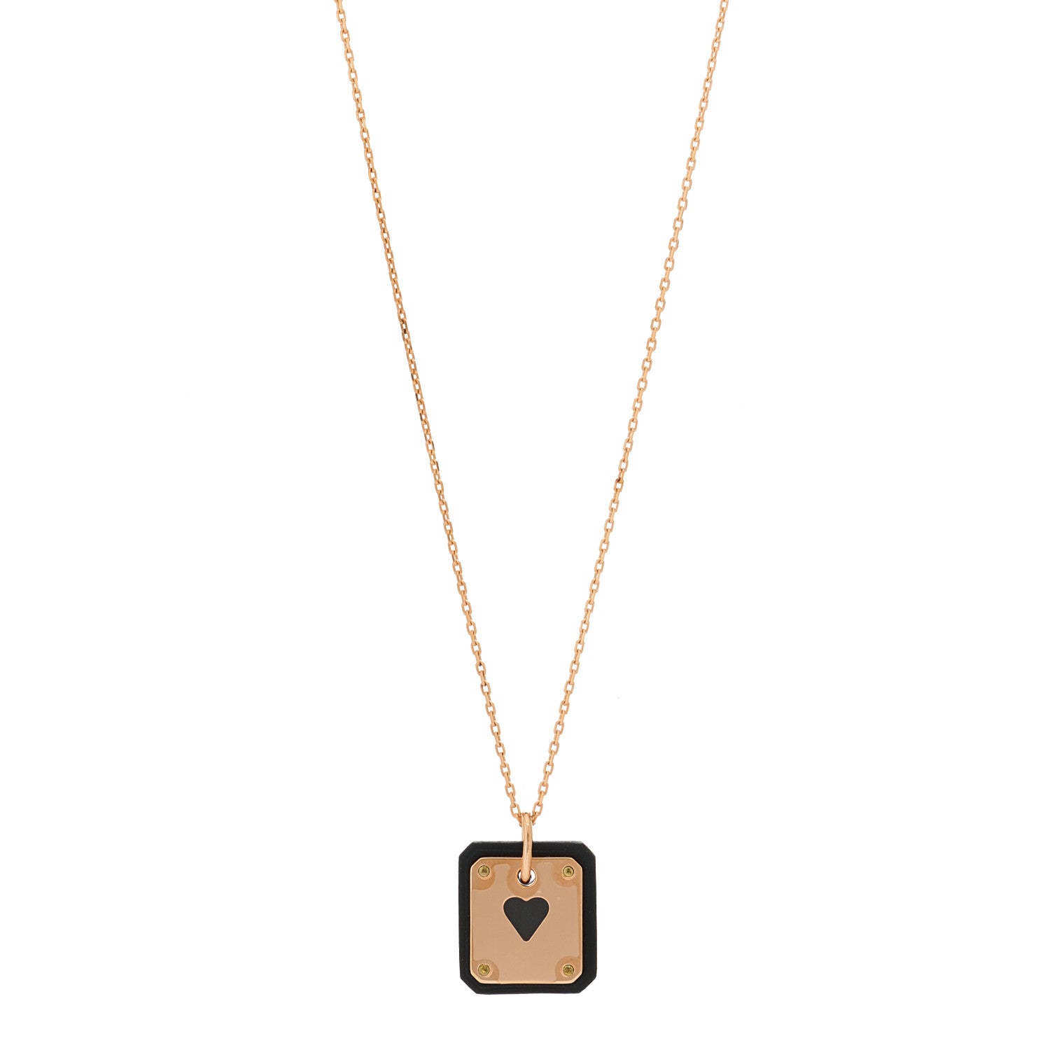 Hermes Rose Gold Plated Swift As De Coeur Necklace Black 1 of 7