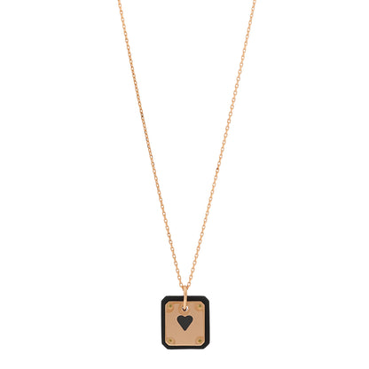 Hermes Rose Gold Plated Swift As De Coeur Necklace Black 1 of 7