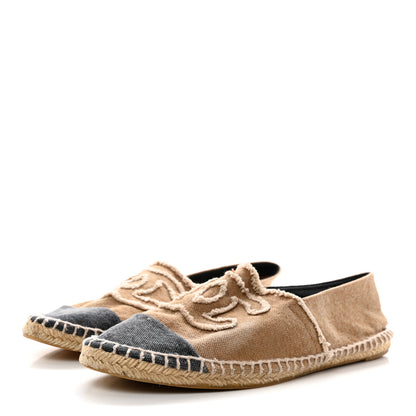 Chanel Canvas CC Espadrilles 39 Beige Black 3 of 8