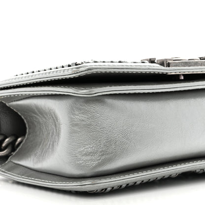 Chanel Metallic Aged Calfskin Quilted Small Top Handle Boy Flap Silver 9 of 12