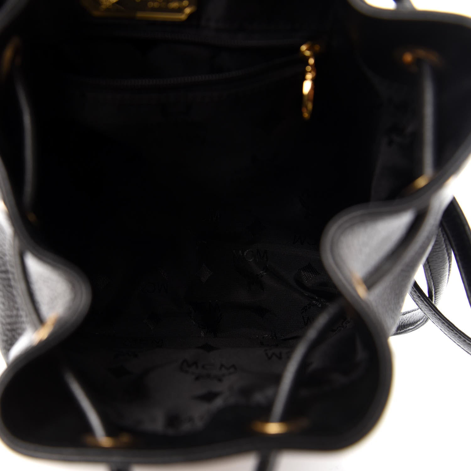 MCM Grained Calfskin Studded Drawstring Backpack Black 4 of 12