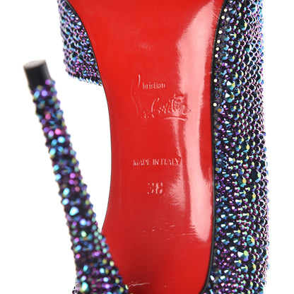 Christian Louboutin Strass Suede Calfskin Demi You 100 Pumps 38 Black Green 7 of 8