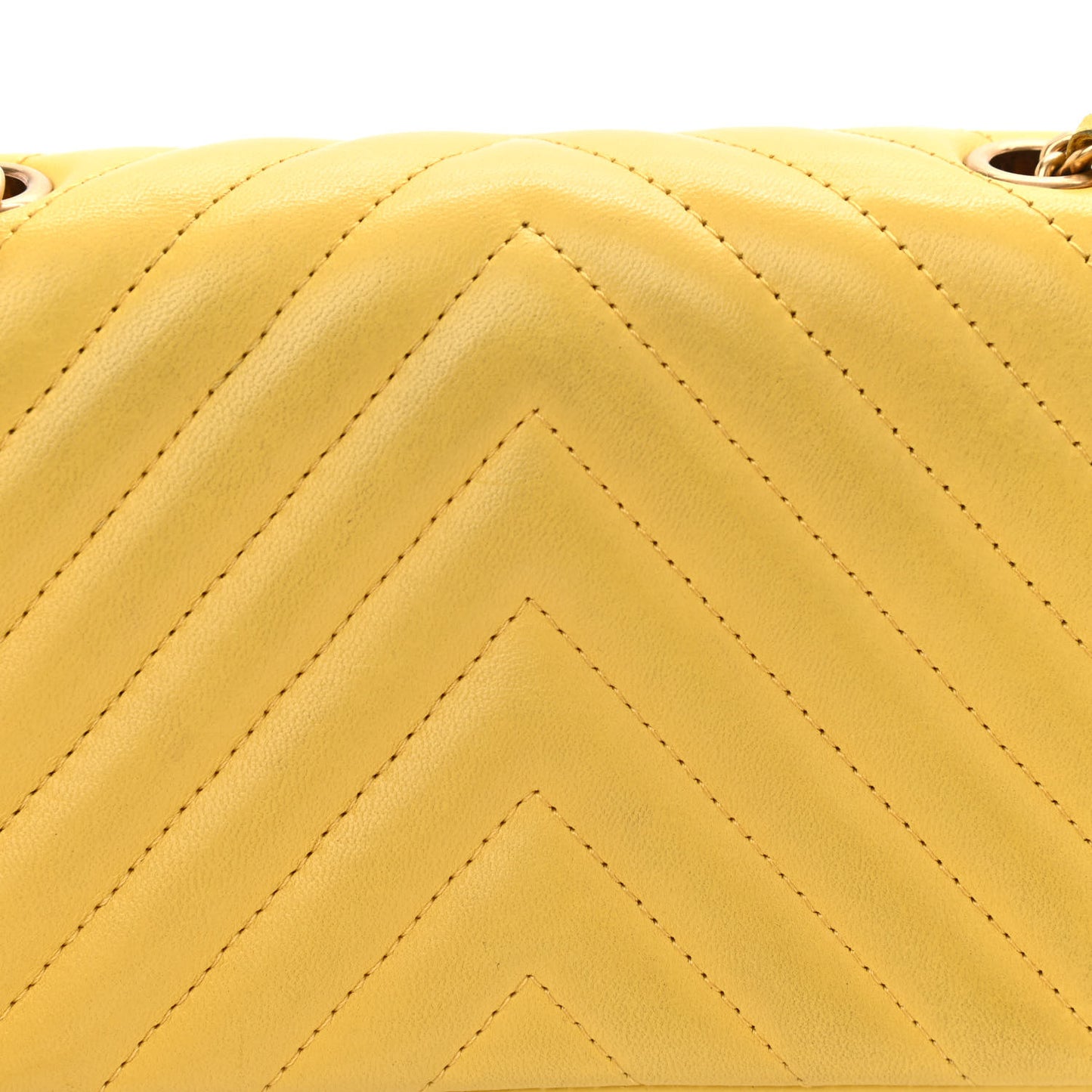 Lambskin Chevron Quilted Extra Mini Rectangular Flap Yellow