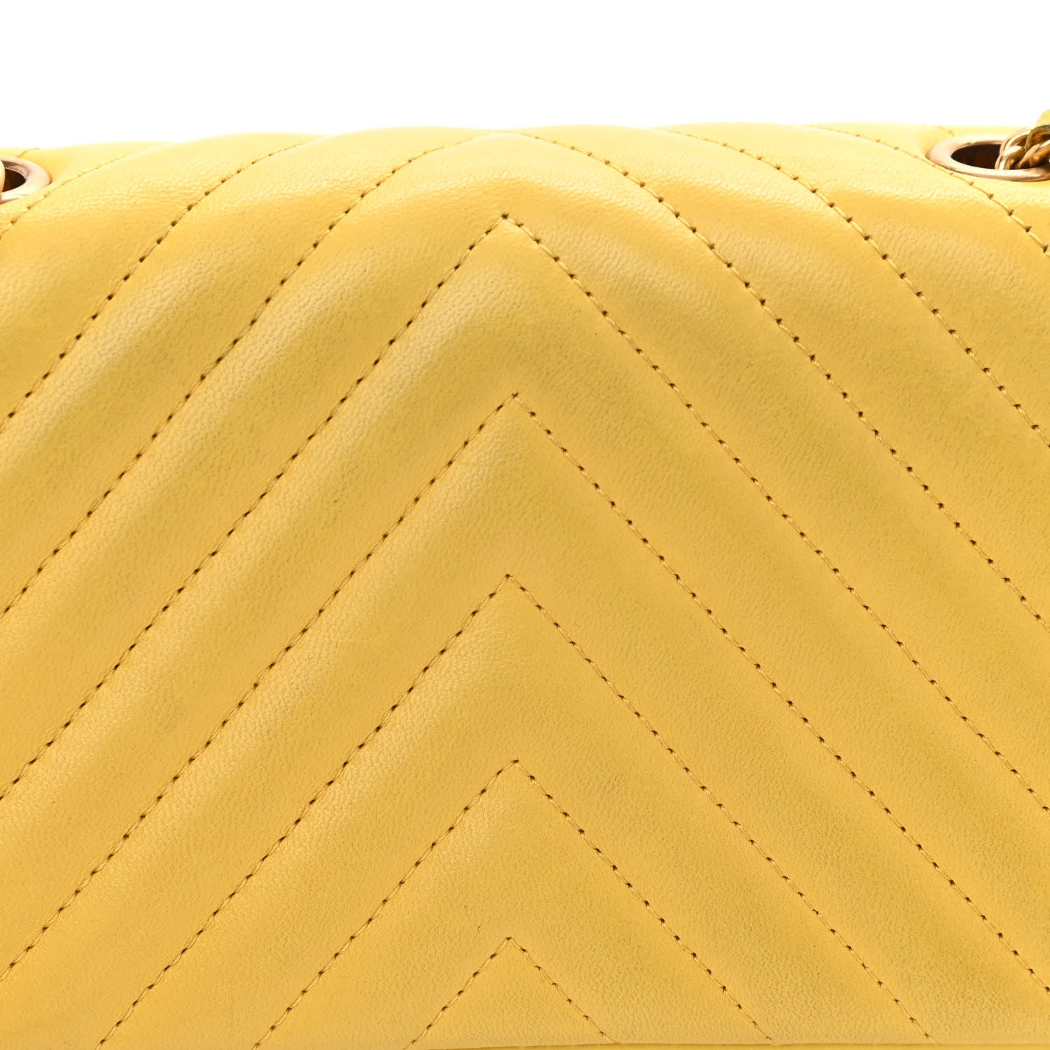 Chanel Lambskin Chevron Quilted Extra Mini Rectangular Flap Yellow 12 of 12