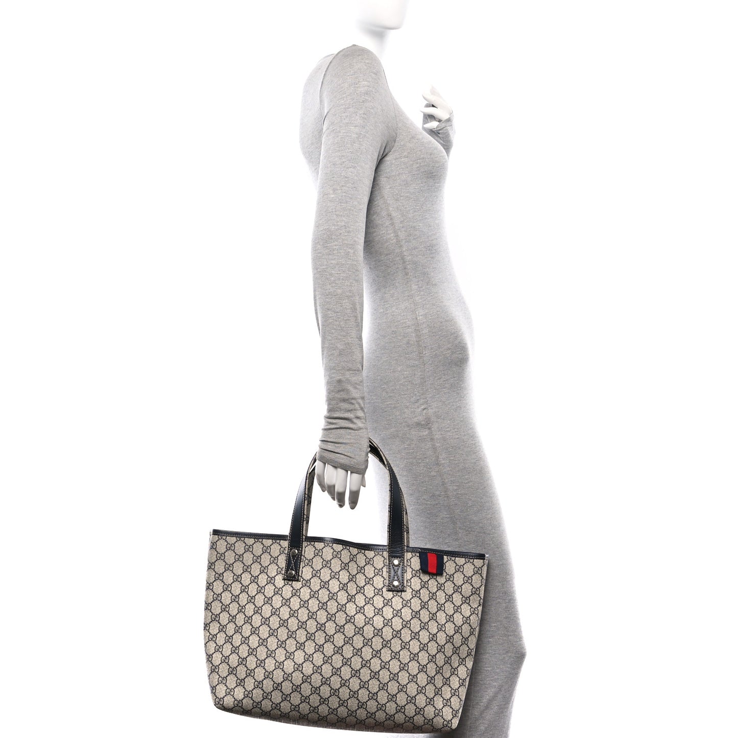 GG Plus Monogram Medium Signature Web Loop Tote Navy