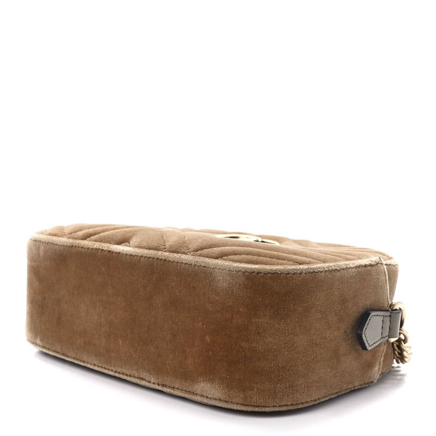 Gucci Velvet Matelasse Small GG Marmont Chain Shoulder Bag Taupe 10 of 12