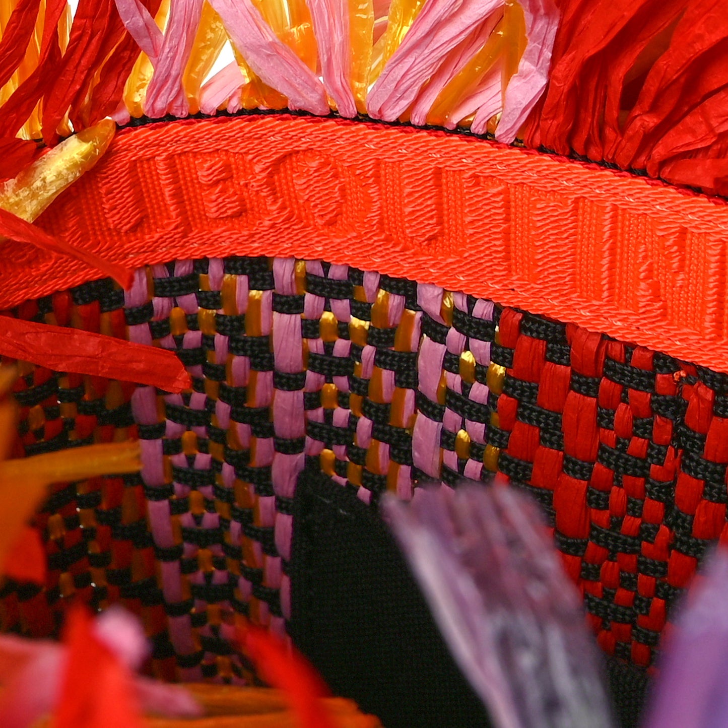 Raffia Small Frangibus Tote Orange Multicolor