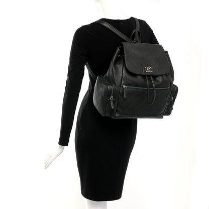 Chanel Grained Calfskin Stitched Pocket Backpack Dark Green 2 of 7