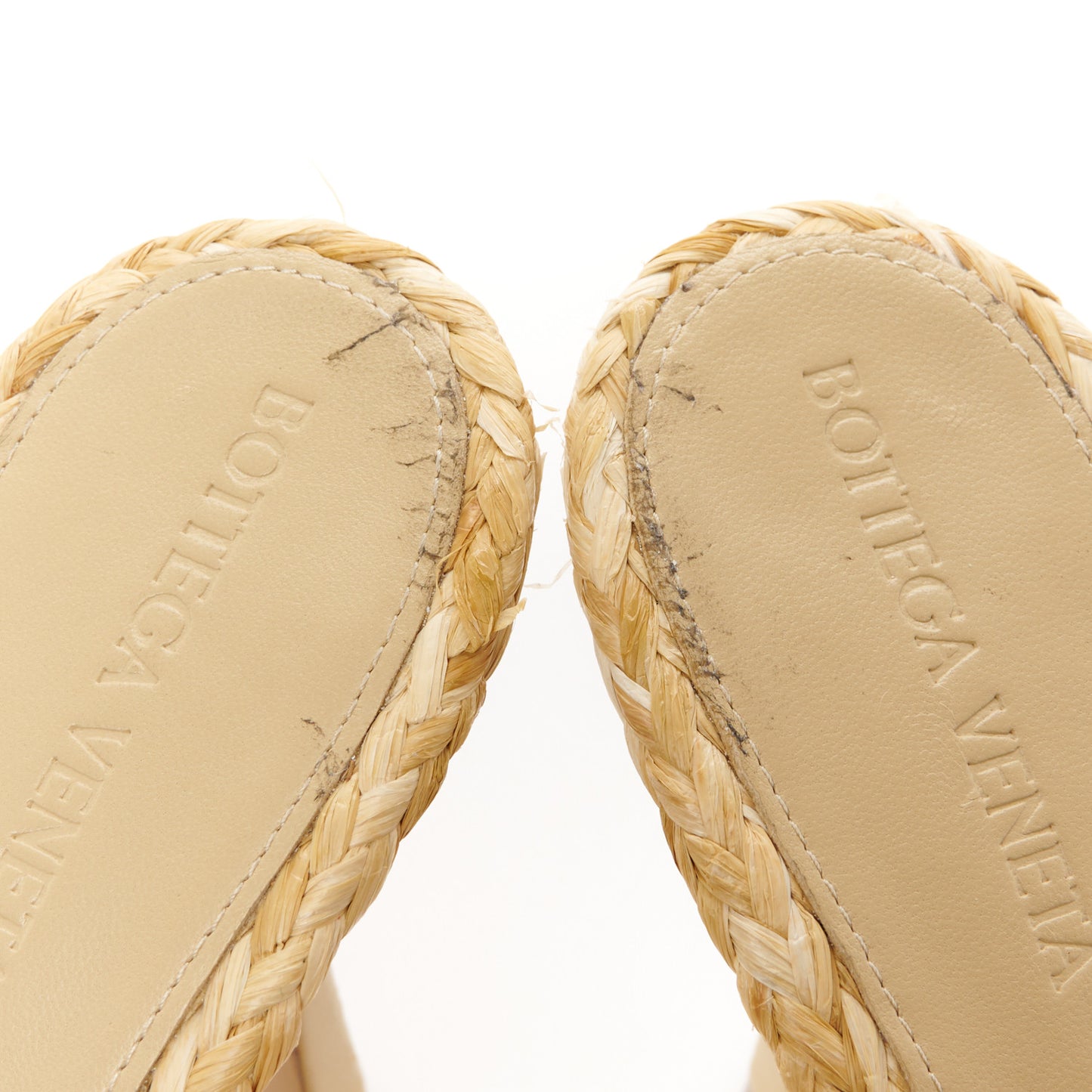 Raffia Twisted Intrecciato Stretch Mule Sandals 39 Macadamia