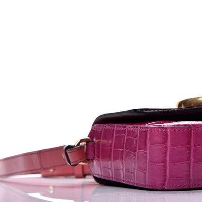 Chloe Calfskin Crocodile Embossed Mini C Double Carry Graphic Pink 9 of 10