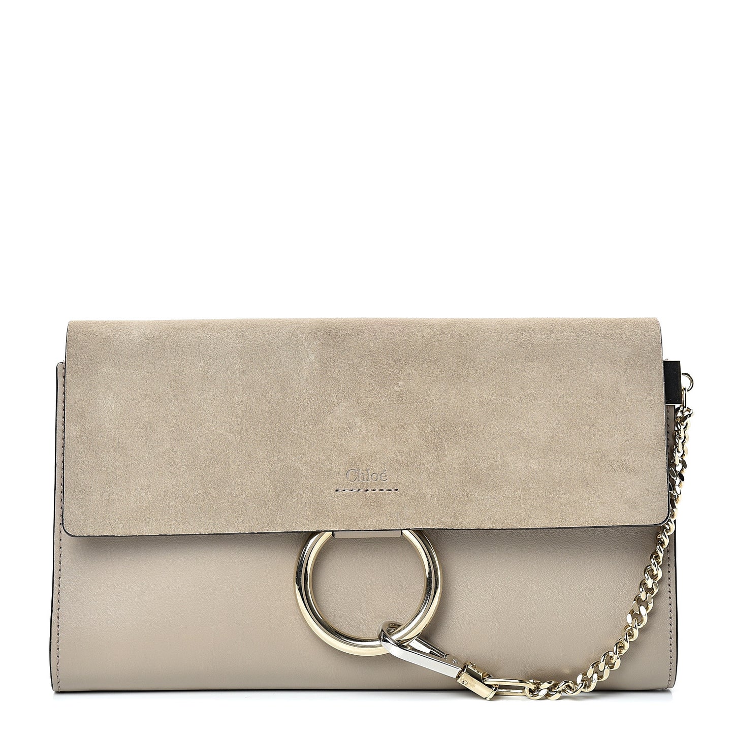 Suede Calfskin Faye Clutch Motty Grey