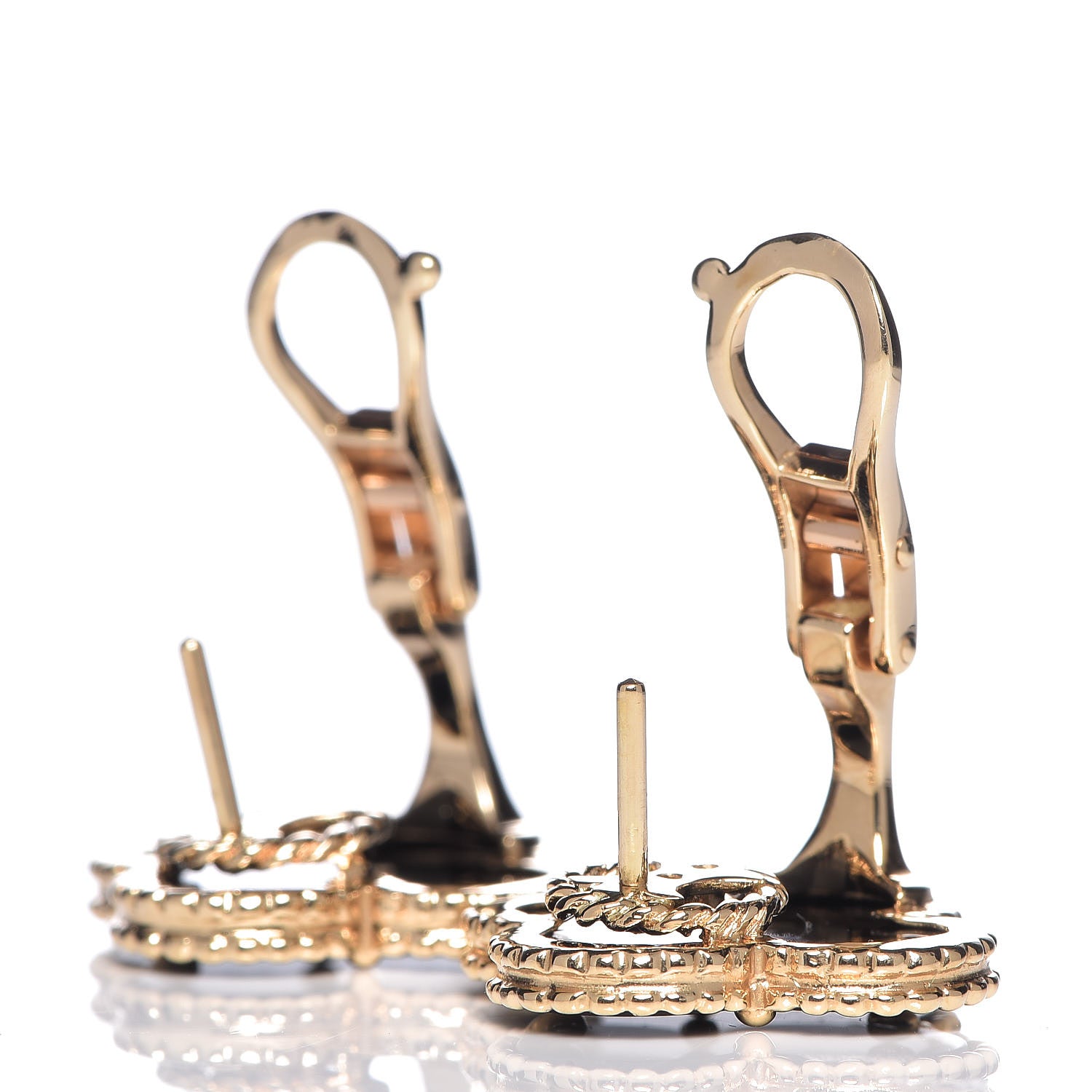 Van Cleef & Arpels 18K Yellow Gold Black Onyx Magic Alhambra Earrings 3 of 4