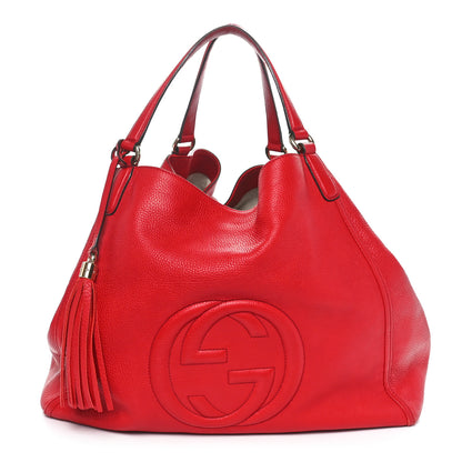 Gucci Pebbled Calfskin Large Soho Shoulder Bag Red 1 of 10
