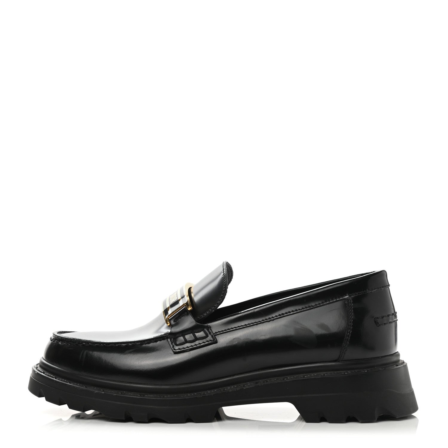 Christian Dior Brushed Calfskin Dior Code Lug Sole 15mm Loafers 35.5 Black 1 of 11