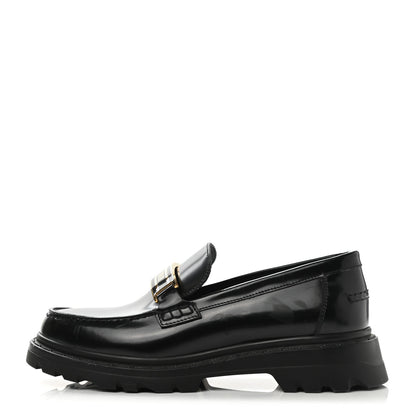Christian Dior Brushed Calfskin Dior Code Lug Sole 15mm Loafers 35.5 Black 1 of 11