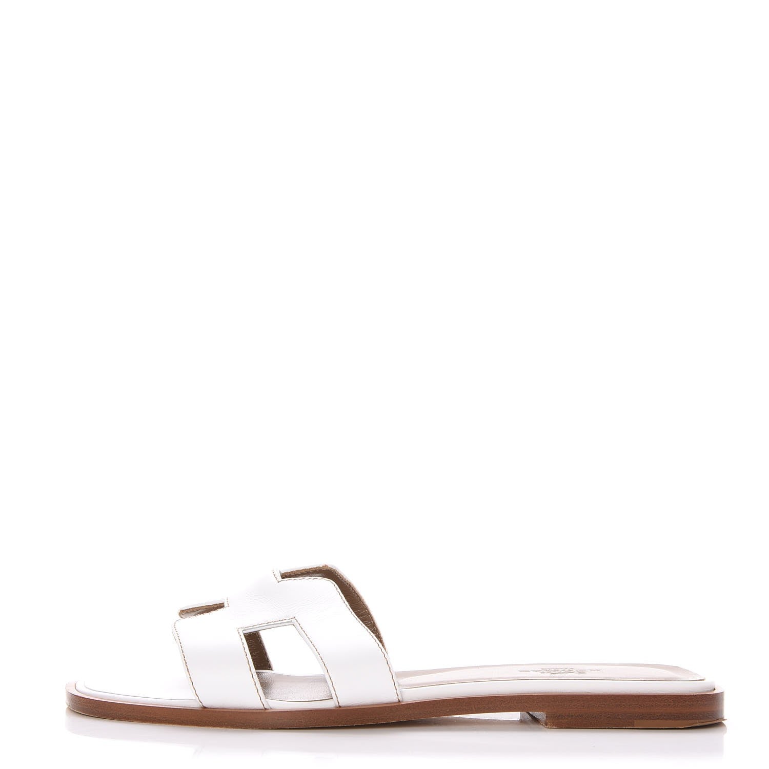 Hermes Box Calfskin Oran Sandals 35.5 White 1 of 8